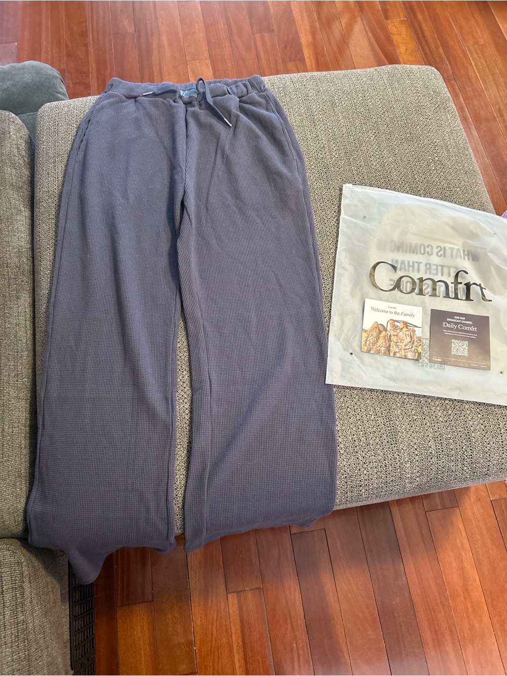 Waffle-Knit Boot Flare Pants — Slate